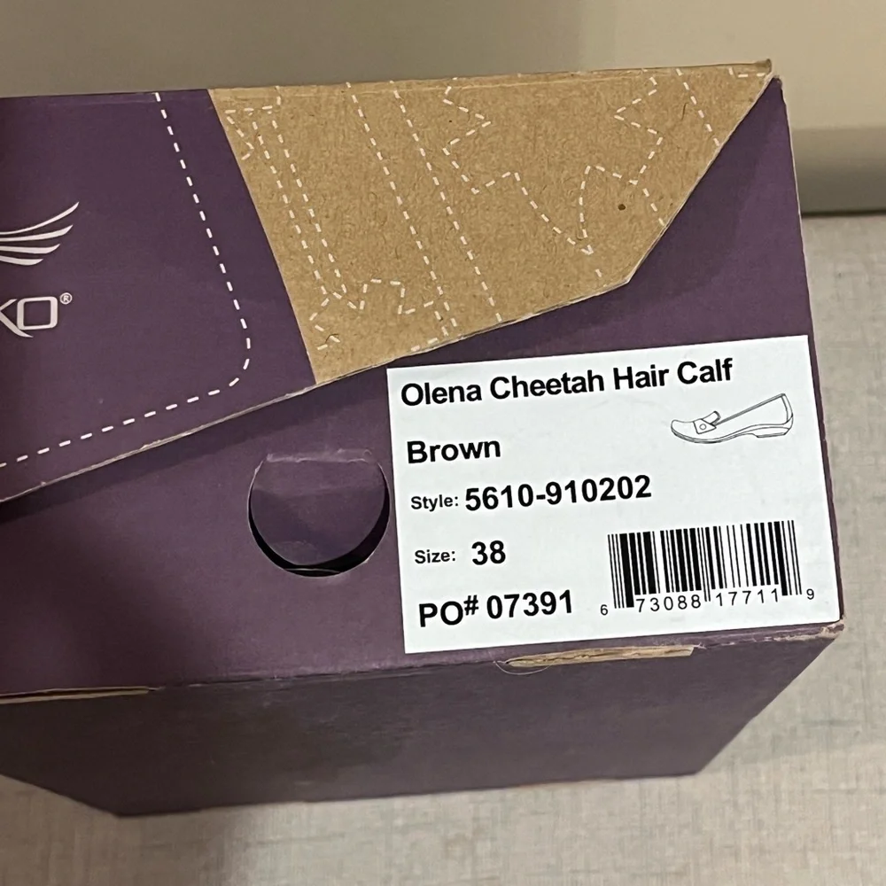Dansko Olena Calf Hair  Black & Brown Cheetah Print Loafers, size 38